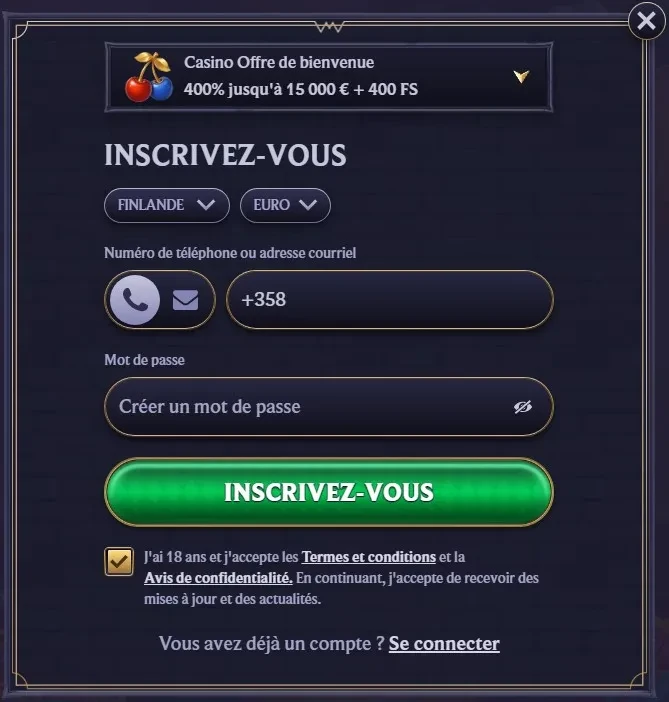 Inscription et connexion